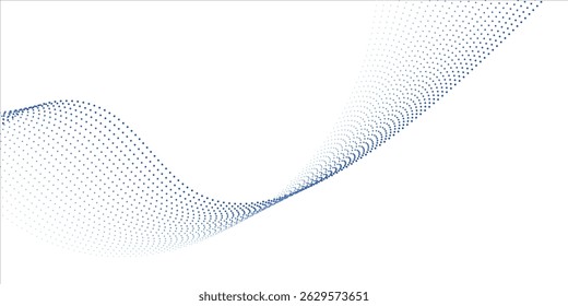 3d particles mesh array, sound wave flowing. Round points vector effect illustration. Blended mesh, 3d futuristic technology style.	
