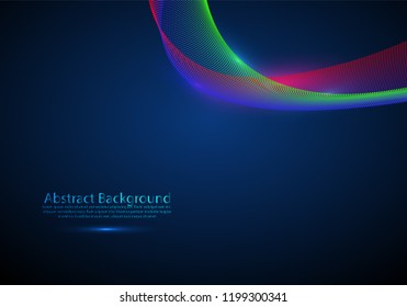 3d particles mesh array wave, sound flowing. Blurred round lights vector effect illustration. 3d futuristic technology style.