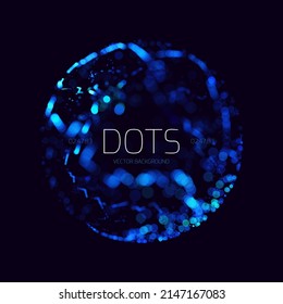 3D Particles Sphere Technology Background. Blurry Dots Micro World Abstract Technology Science Sphere. Tech Orb Vector Illustration.