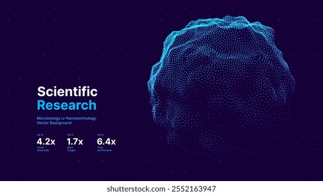 3D Partículas Esfera Fundo da tecnologia. Blurry Dots Micro Mundo Abstract Technology Science Sphere (em inglês) . VR Virtual Reality Tech Orb Vetor Illustration (em inglês).