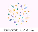 3D Party Confetti Set Isolated on White.  Festive Template in colorful colors for party illustration, surprise, celebrate, gift, birthday invitation. 3D Web Vector Illustrations.