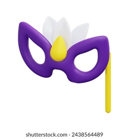 3d party mask icon vector. Isolated on white background. 3d party, birthday and celebration concept. Cartoon minimal style. 3d eye mask icon vector render illustration.