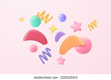 3d Party Poppers With Flying Confetti. Firecracker Explodes With Ribbon Explode For Surprise, Winner, Birthday Party And Anniversary With Cone Popper. 3d Confetti Bang Icon Vector Render Illustration