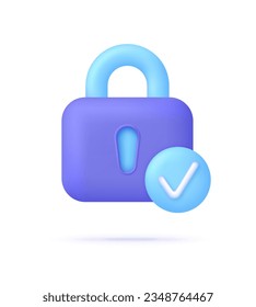 3D Password protection concept. Cyber security to Protect Personal Data. Padlock icon. Information protection, security in the Internet. Trendy and modern vector in 3d style.