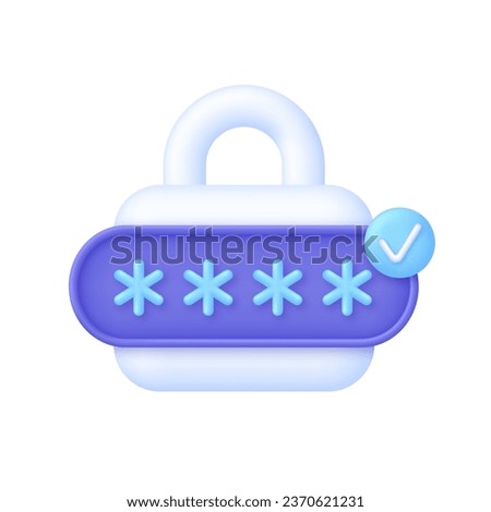 3D Password protection concept. Cyber security to Protect Personal Data. Padlock icon. Information protection, security in the Internet. Trendy and modern vector in 3d style.