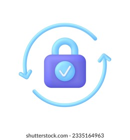 3D Password reset illustration. Update personal data concept. Getting a new username and password for an account. Information protection, security in the Internet. Trendy and modern vector in 3d style