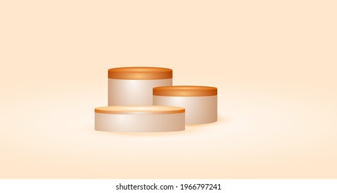 3d pastel background product display podium in geometric shape. Stand product display background. 3 stage product display