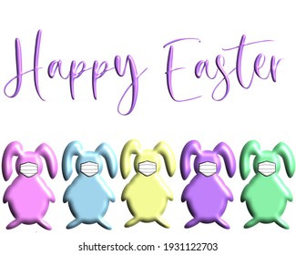 3D Pastel Easter Bunnies in Masks