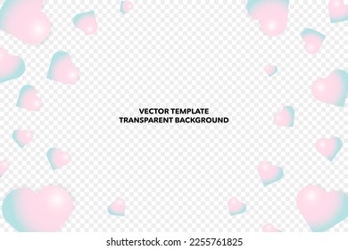 3d Pastel Pink Hearts on transparent background. Editable Vector Illustration. EPS 10