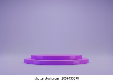 3D pastel purple double cylinder podium on light lilac background. Empty stage for product presentation. Realistic vector platform with free space. Minimalistic mockup design. Template of pedestal