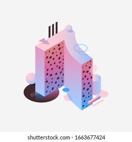 3d pastel realistic volumetric image number seven. Isolated on white background, decorated with geometric shapes digit 7