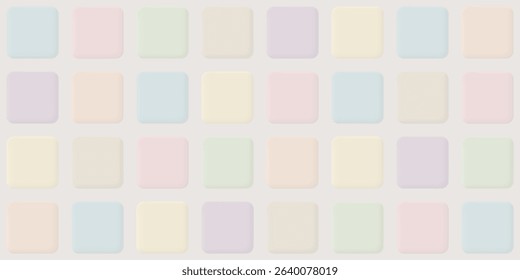 3D pastel rounded square button seamless pattern background graphic illustration. 