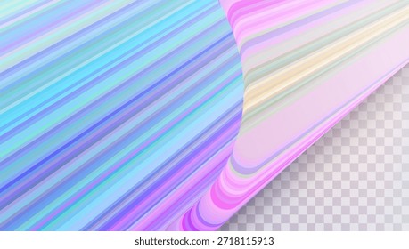 Fondo de rayas pastel 3d. Abstractas Patrón Rosa, Amarillo Y Azul Con Líneas Diagonales De Gradiente. Diseño de Vector geométrico. Pared de piruleta brillante. Efecto de movimiento. Coloridas rayas pastel 3d.