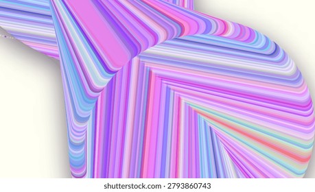 3d Pastel Stripes Background. Abstract Pink, Yellow And Blue Pattern With Gradient Diagonal Lines. Geometric Vector Design. Bright Lollipop Wall. Motion Effect. Colorful 3d Pastel Stripes.