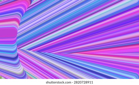3d Pastel Stripes Background. Abstract Pink, Yellow And Blue Pattern With Gradient Diagonal Lines. Geometric Vector Design. Bright Lollipop Wall. Motion Effect. Colorful 3d Pastel Stripes.