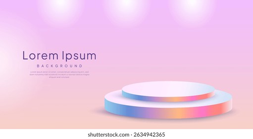 3D pastel-colored podium with soft gradient lighting and spotlight effect. Great for product mockups, branding presentation, cosmetic promotions, and elegant minimalist backgrounds.