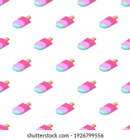 Patrón 3d de helado de 3 colores aislado en un fondo blanco. ilustración de alimento vectorial en estilo isométrico.eps 10 plantilla