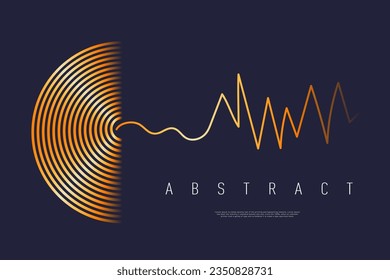 3D Pattern Circle and Vibration Line for Party, Disco, Club Invitation, Festival Poster, Flyer, Advertising. Background Musical Album.  Abstract Studio Frequency Audio. Vector Illustration