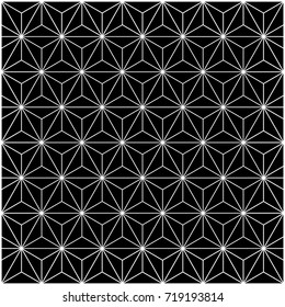 3d pattern, cube, triangle, rhombus pattern. Black background.