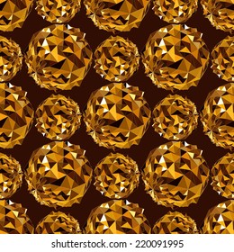 3D pattern Disco ball. Gold seamless background.