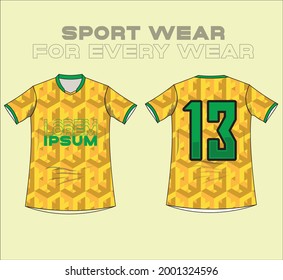 3d pattern Fabric textile pattern design for soccer jersey football, e-sport or sport uniform. sumblimation pattern ready to print. Front and back view t-shirt mockup template design.