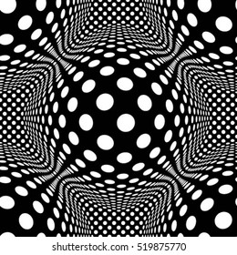 3d pattern with mosaic of squares with bulging distortion effect. Protuberant volumetric background.Monochrome geometric vector pattern. Abstract seamless pattern of group curved elements