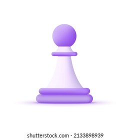 3d Pawn isolated on white background. Chess figure logo. Can be used for many purposes. Trendy and modern vector in 3d style.