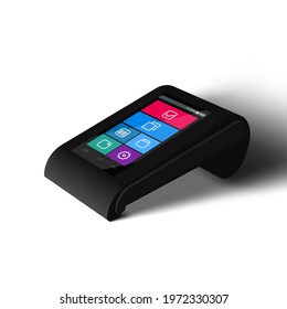 3D Payment POS Terminal. Closeup Isolated On White Background. EPS10 Vector