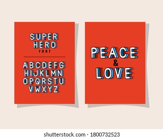 3d peace and love lettering and alphabet on red backgrounds design, typography retro and comic theme Vector illustration - Shutterstock ID 1800732523