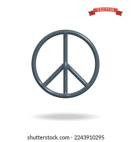 3d Peace sign vector icon, realistic glossy plastic symbol.