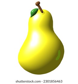 3D pear doodle art illustration 