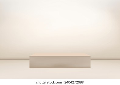 3D pedestal empty square Advertising showcase on podium, minimalistic studio background.