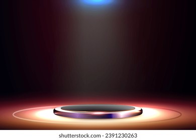 Estadio pedestal 3D con piso rojo brillante
