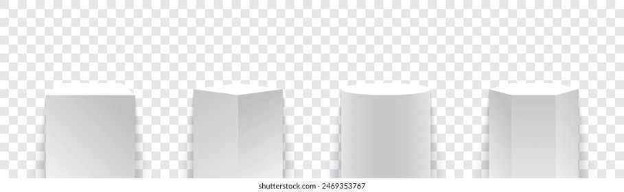 3d Pedestal or Podium. White Podium or Pedestal different geometric shape. Pedestal Podium on transparent background