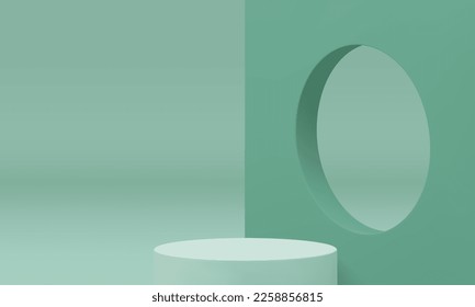 3d pedestal showcase advertising geometric foundation premium minimalist display realistic vector illustration. Podium cylinder construction showroom architecture minimalist studio background