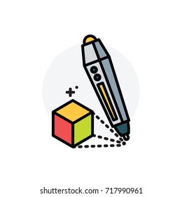 Concepto de pluma 3D Línea aislada Ilustración vectorial editable Icono