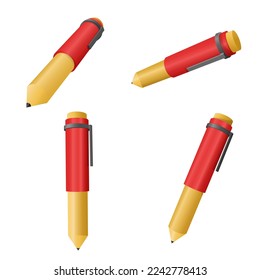 3d pen icon set vector