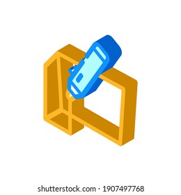 Vector de iconos isométricos de la pluma 3d. 3d signo de pluma. ilustración de símbolo aislado