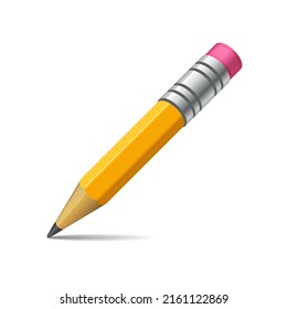 3D Pencil Icon on White Background. Vector