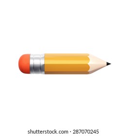 3d pencil illustration with shadow, isolated on white