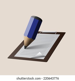 3D Pencil with Paper Vector, high quality vector eps10 for ion
