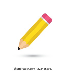 3D pencil in yellow color, on a white background. vector.