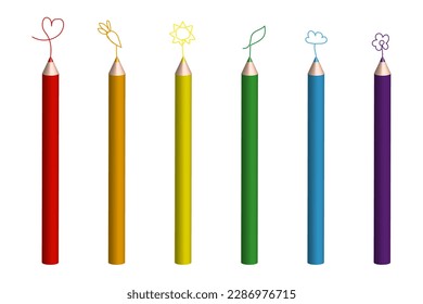 3d pencils, great design for any purposes. Simple pencil drawing. Vector illustration.