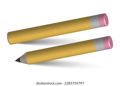 3d pencils on white background. Education concept. Vector illustration.