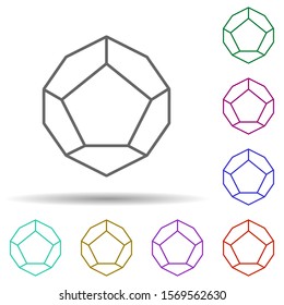 3d pentagon multi color icon. Simple thin line, outline vector of geometric figures icons for ui and ux, website or mobile application