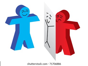 3d people happy and sad vector illustration eps8