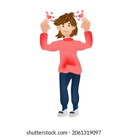 3d people love thinking illustration for icon, vector 