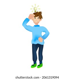 3d people love thniking illustration for icon, vector 