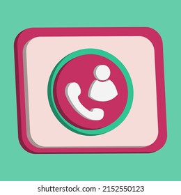 Gente 3D e icono de teléfono vector y lupa de vidrio con fondo turquesa y rosa, mejor para imágenes de diseño de propiedades, colores editables