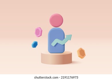 3D people in team leader management and trade graph. Problem-solving in time, business challenge in leadership connection, partnership 3d concept. 3d leads management icon vector render illustration - Shutterstock ID 2191176973